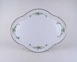 1U689 Erika mintás aranyozott Hollóházi porcelán kínáló tál tálca 40.5 cm