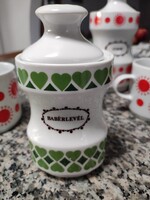 Alföldi porcelán zöld szivecskés fűszertartó - babérlevél