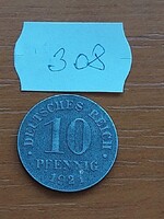 NÉMET BIRODALOM DEUTSCHES REICH 10 PFENNIG 1921 Cink, II. Vilmos  308