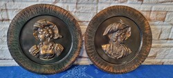2 DB  PÁRBAN  RÉGI BRONZ -RÉZ   FALIKÉP