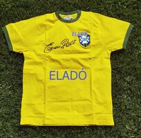 Pelé által személyesen aláírt brazil válogatott replica mez.  labda foci futball ereklye Edson