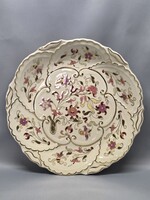 Zsolnay kézzel festett virágos porcelán fali tál 30 cm