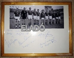Aranycsapat 1954 VB döntő kép aláírásokkal Puskás, Czibor, Hidegkuti, Grosics, Buzánszky, Szepesi