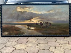 PATAKY LÁSZLÓ TÁBOROZÁS A PUSZTÁBAN 140 x60cm