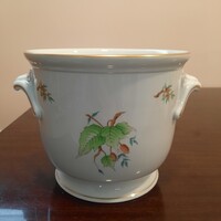 Nagy Herendi hecsedli, csipkebogyó mintás porcelán  füles kaspó