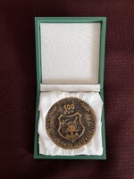 100 éves az LKM vállalati tűzoltósága 1986. bronz plakett dobozában