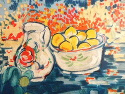 Maurice de VLAMINCK: Citromos csendélet - litográfia certifikációval!