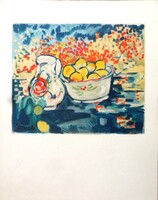 Maurice de VLAMINCK: Citromos csendélet - litográfia certifikációval!