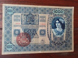 1000 Korona / Kronen 1902 Magyarország bélyegzővel