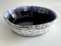 Retro hódmezővásárhelyi kerámia ikebana tál, virágtartó