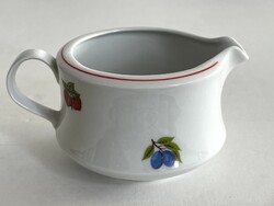 Retro Alföldi porcelán gyümölcsös, gyümölcs mintás tejszínes, szószos kiöntő, tejkiöntő