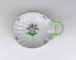1U427 Kagyló alakú virág mintás Herendi porcelán tálka 17 cm