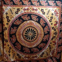 Gyönyörű nagy méretű 210X240cm-es elafántos indiai ágytakaró, vagy faliszőnyeg új