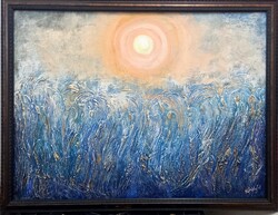 Prima díjas művész alkotása,tanúsítvánnyal.Fények játéka 80x60 cm. Károlyfi Zsófia (1952-)