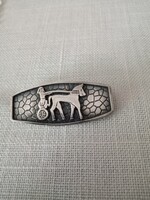 Régi iparművészeti ötvös lovas bross / kitűző   5,3x2,4 cm