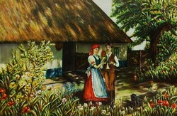 Naív festmény,népi életkép