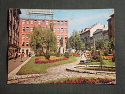 Képeslap,Kaposvár,Latinka szobor,tér,üzletek,utca látkép,részlet, 1975-