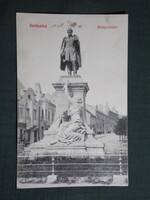 Postcard, Szekszárd, Garay statue view, detail, Krammer Vilmos Szekszárd edition, 1908-