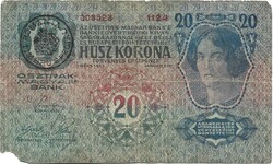 20 korona 1913 I. kiadás Román bélyegzéssel