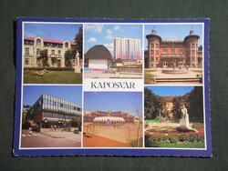 Képeslap,Kaposvár,mozaik,mozi,színház,iskola,óvoda,játszótér,áruház látkép,részlet, 1985-
