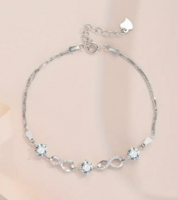 Moissanite 1,5 karátos Gyémánt Köves Végtelen Karkötő 925 ezüst 18 Karátos Ezüst színben!