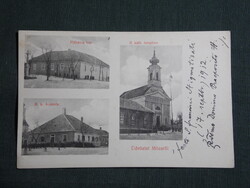 Képeslap,Tolna,Mözs,plébánia ház,templom,iskola,Borgula Ede Szekszárd kiadás,1912-