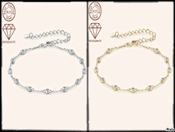 Moissanite Gyémánt Köves Karkötő 925 ezüst 14 Karátos Arany vagy Ezüst vagy mindkét színben!