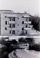 Régi fotónegatív kocka MÁVAUT buszok Kékestető Állami Gyógyintézet előtt 1960-as évek