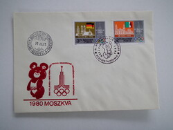 FDC szett: 1979. Olimpiai városok - bélyegsor 3 borítékon, Misa mackó, a moszkvai olimpia jelképével