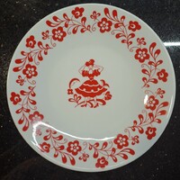 Retro Zsolnay falitányér tál piros ruhás menyecske dekorral 24 cm