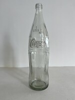 Retro, vintage, régi 1L-es Coca-Cola üdítős, üdítőitalos üveg, palack eredeti festett címkével