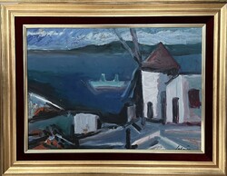 Schéner Mihály: Rhodoszi hajnal című képe kerettel eladó! (57,5 x 78,5 cm)