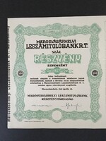 Marosvásárhelyi Leszámitolóbank Részvénytársaság Részvény 1942.