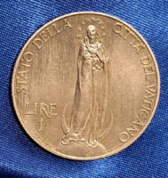 Ritka ! Csak 80.000 vert db. 1934. Vatikán 1 Líra  XI. Piusz pápa (1929 - 1938)  (1152)