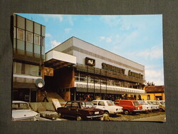Képeslap,Kaposvár,Somogy áruház,parkoló,Lada,Zsiguli,Trabant autó látkép,részlet, 1978-