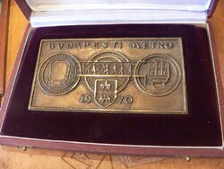 BUDAPESTI METRO 1970 adományozott BRONZ PLAKETT DOBOZÁBAN