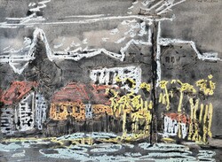 Miháltz Pál: Szentendre, 1967 (szignózott alkotás) városkép, 1960-as évek