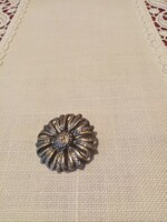 Antik iparművészeti ezüstözött réz ötvös  tulipán bross / kitűző 3,5 cm