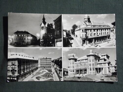 Képeslap,Kaposvár,mozaik,Latinka tér,színház,iskola,szálló,étterem,utca látkép,részlet, 1968-