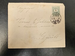 1898-as 3 kr bélyeg levélen Győr Állam P U b.géző