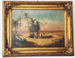 1850 - 1860 AS ÉVEK KÖRÜL FESTETT EREDETI OLAJFESTMÉNY, EREDETI KERETÉBEN! JELZETT! HIBÁTLAN!