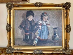 Boemm Ritta (1868-1948): Babák kacsával és vázával Két alkotása is megtalálható a Magyar Nemzeti Gal