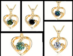 Moissanite Szív Medál Nyaklánc 1 Karátos Kő 925 Tiszta Ezüst 5 választható szín.