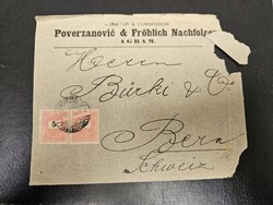 1899-es 2x 5 kr bélyeg levélen Bern