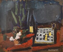 Baranyó Sándor (1920 - 2001) Sakktábla Virággal c. Képcsarnokos olajfestménye Eredeti Garanciával!!