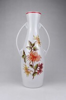 1U816 Nagyméretű dália mintás Hollóházi porcelán füles váza 36 cm
