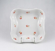1V345 Régi Zsolnay piros virágmintás porcelán tésztás tál