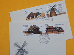 FDC pár 1989. Régi malmok bélyegsor  2db borítékon
