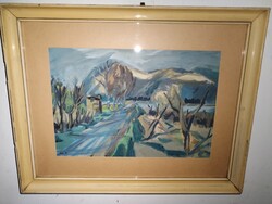 Bér Rudolf (1924-2004) : Nagymaros. Csodaszép,eredeti festmény, garanciával.