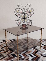 Vintage réz üveg design asztal ALKUDHATÓ